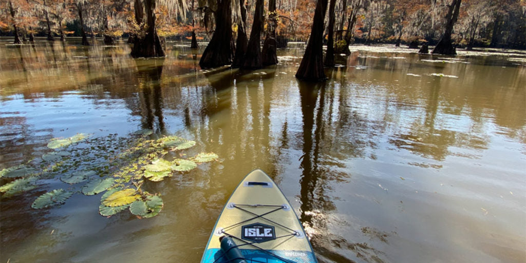 paddle board POV on caddlo lake